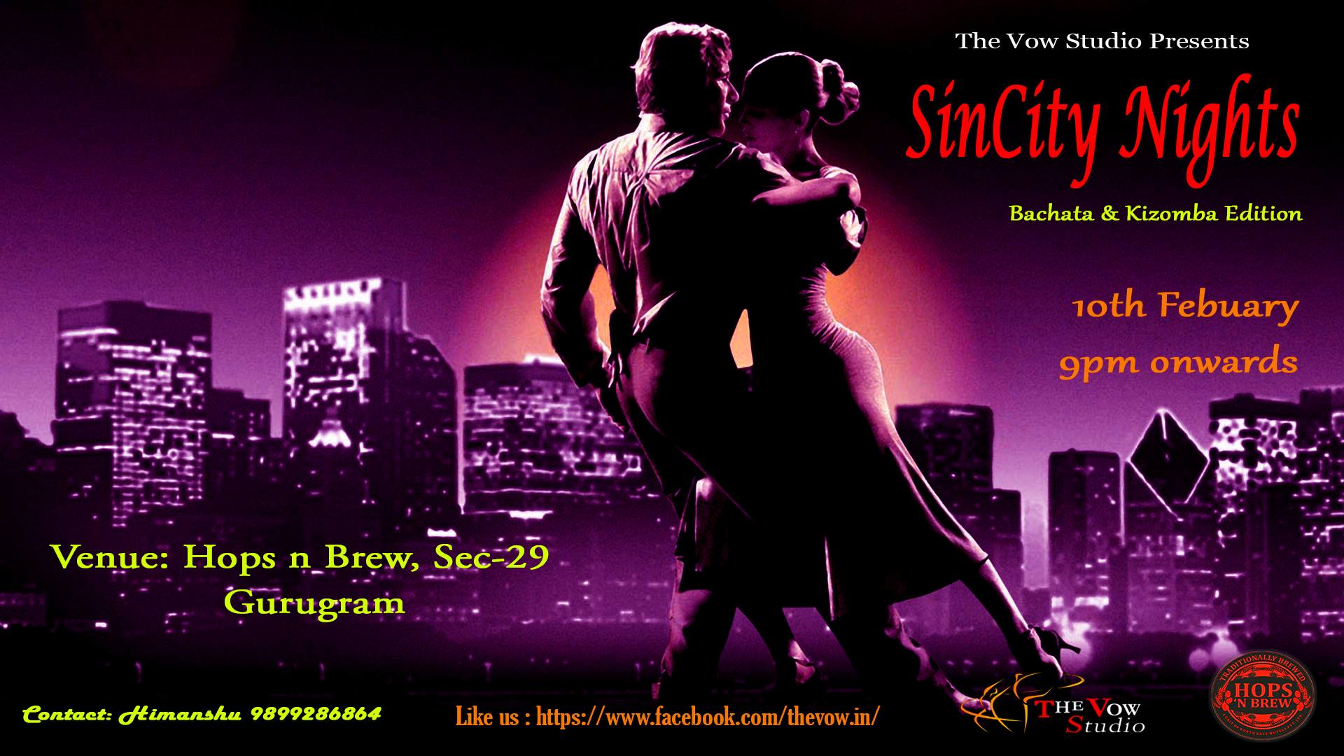 SinCity Nights Kizomba & Bachata Edition at Hops n Brew, Gurgaon
