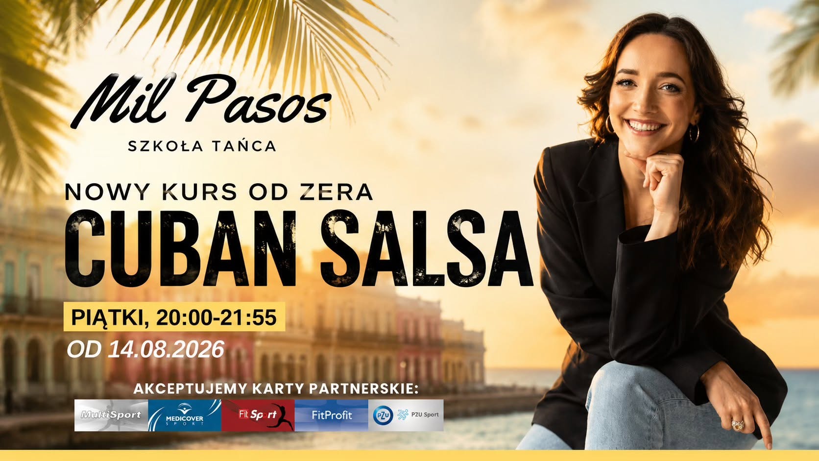 SALSA KUBAŃSKA - nowy kurs tańca dla SINGLI i PAR - kurs od zera! PIĄTKI 20:00-21:55 od 14.08.2026!