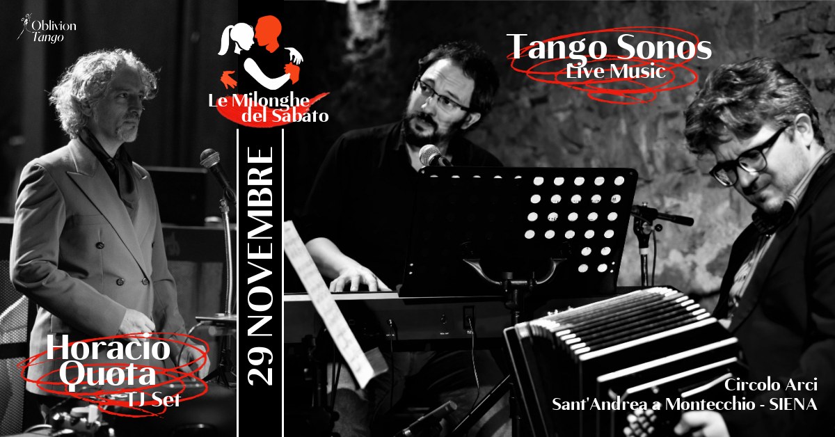 Sabato 29 Novembre: live music con Tango Sonos & Horacio Quota Tj!