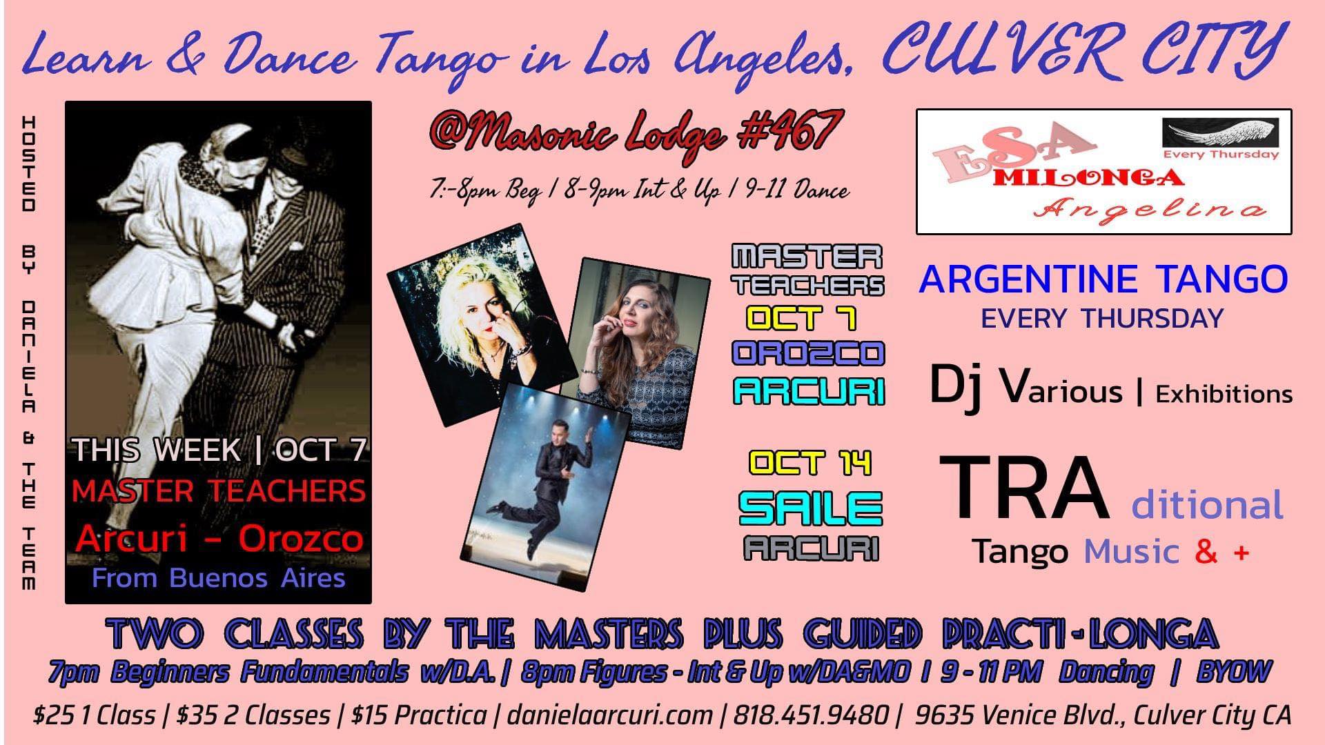 The Tango Masters in Culver City-Los Angeles Today & Every Thursday Learn & Dance