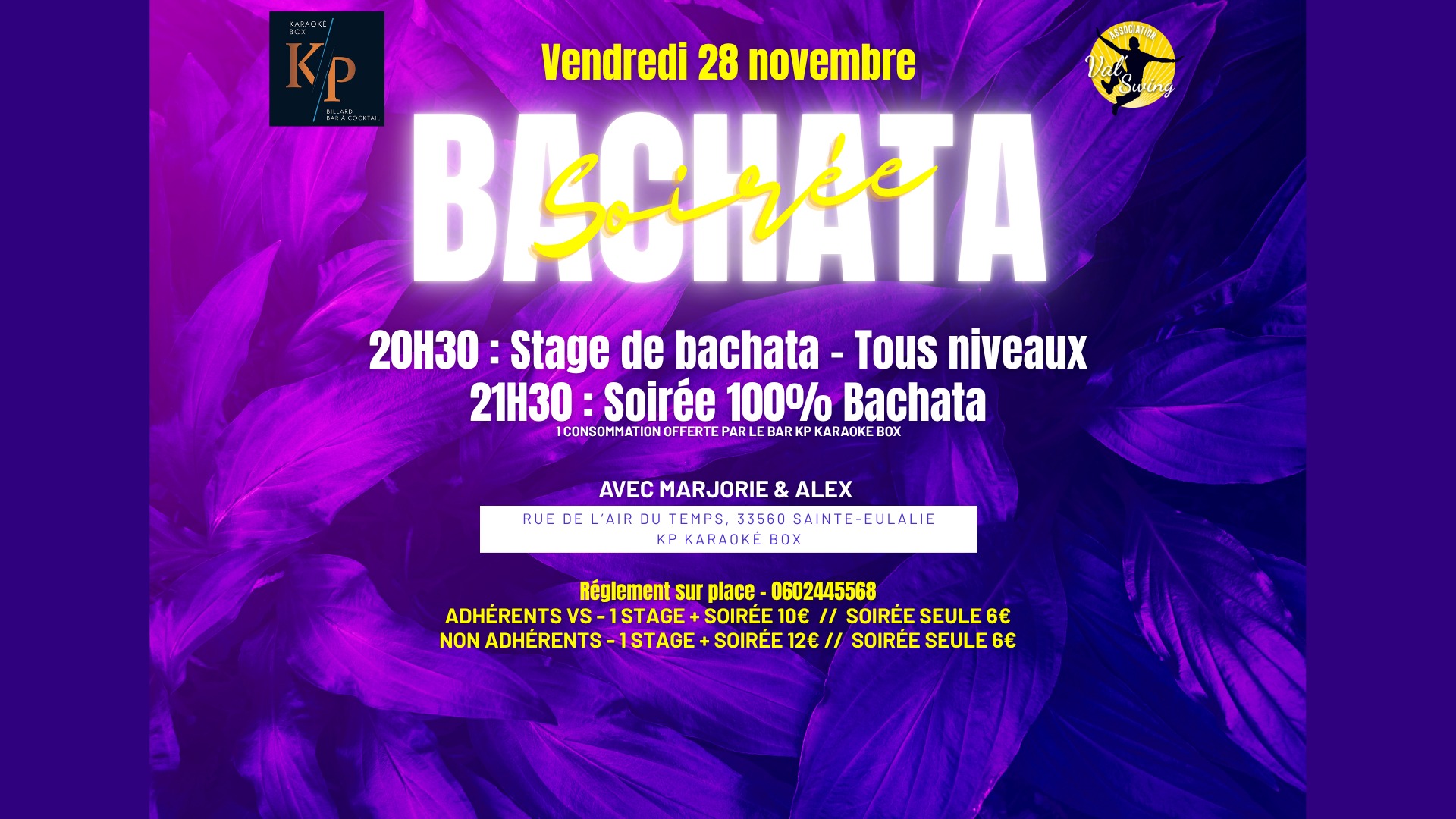 Soirée 100% Bachata avec Alex & Marjorie