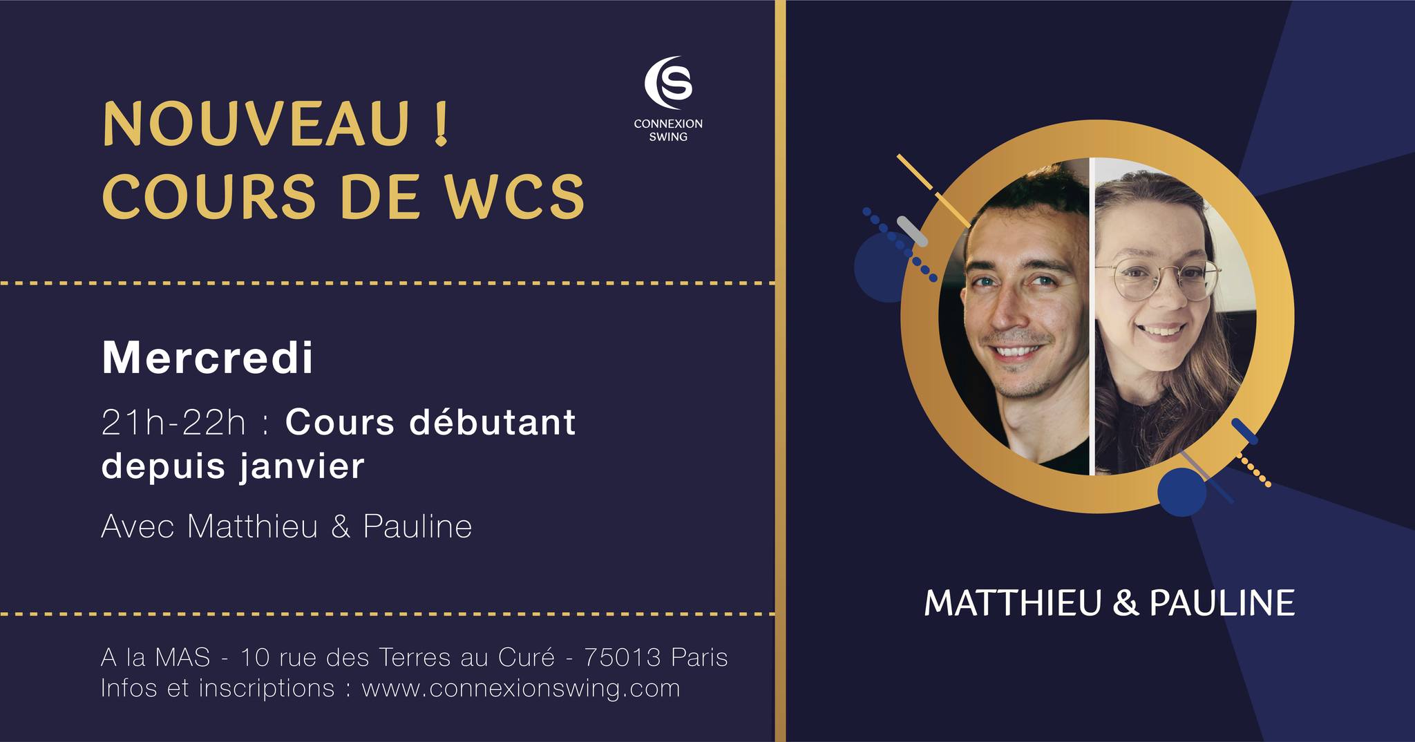 NOUVEAU COURS DÉBUTANT de WCS depuis janvier avec Matthieu & Pauline