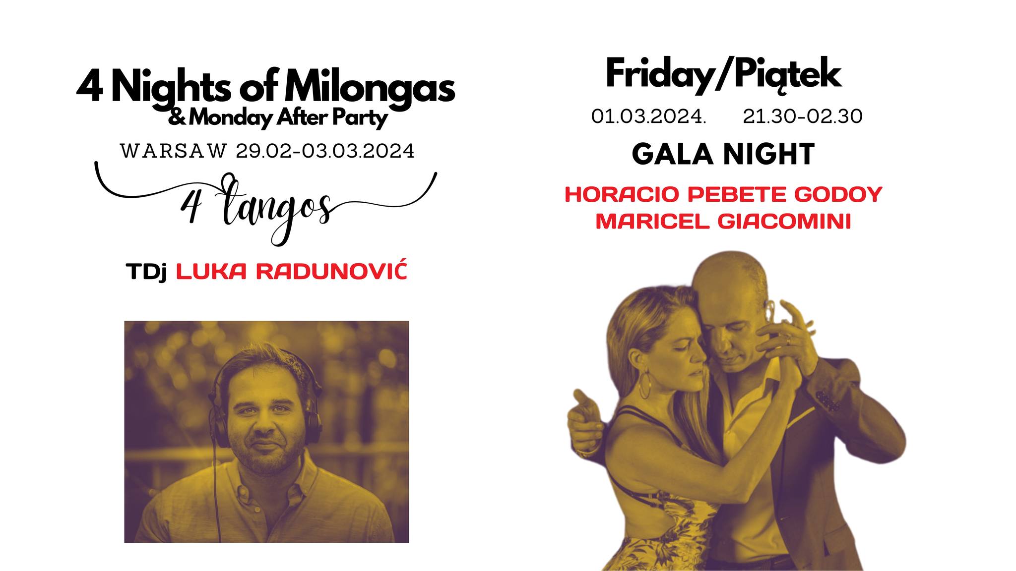 MILONGA 4TANGOS - GALA NIGHT with Horacio Pebete Godoy i Maricel Giacomini