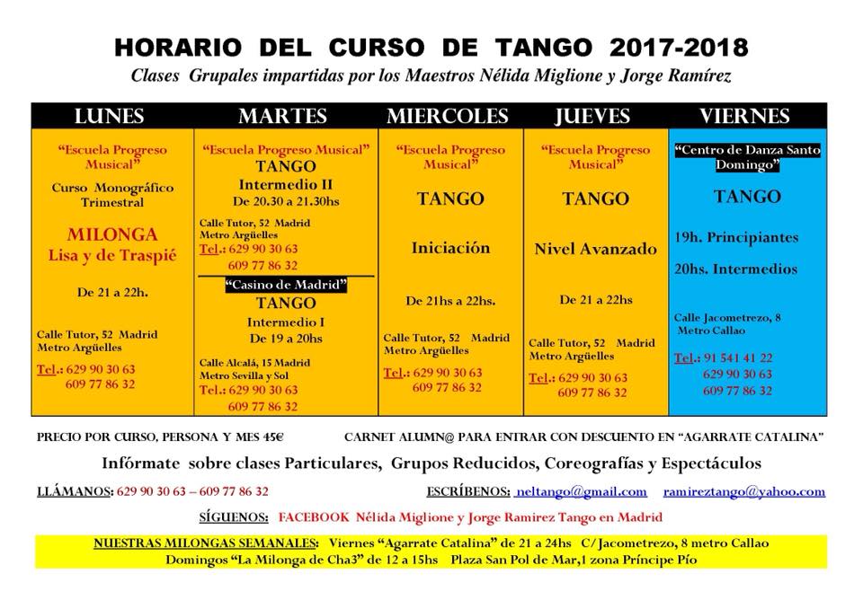 Curso de Tango Argentino 2017 18