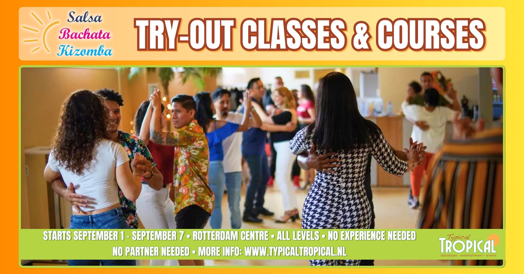 Proeflessen & Cursussen β’ Salsa β’ Bachata β’ Kizomba β’ Start 1 t m 7 september