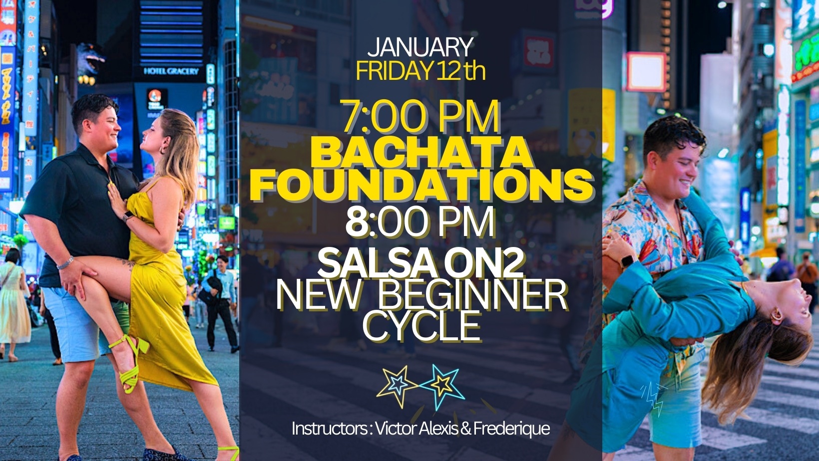 Bachata foundations + salsa on2 new Beginner Cycle