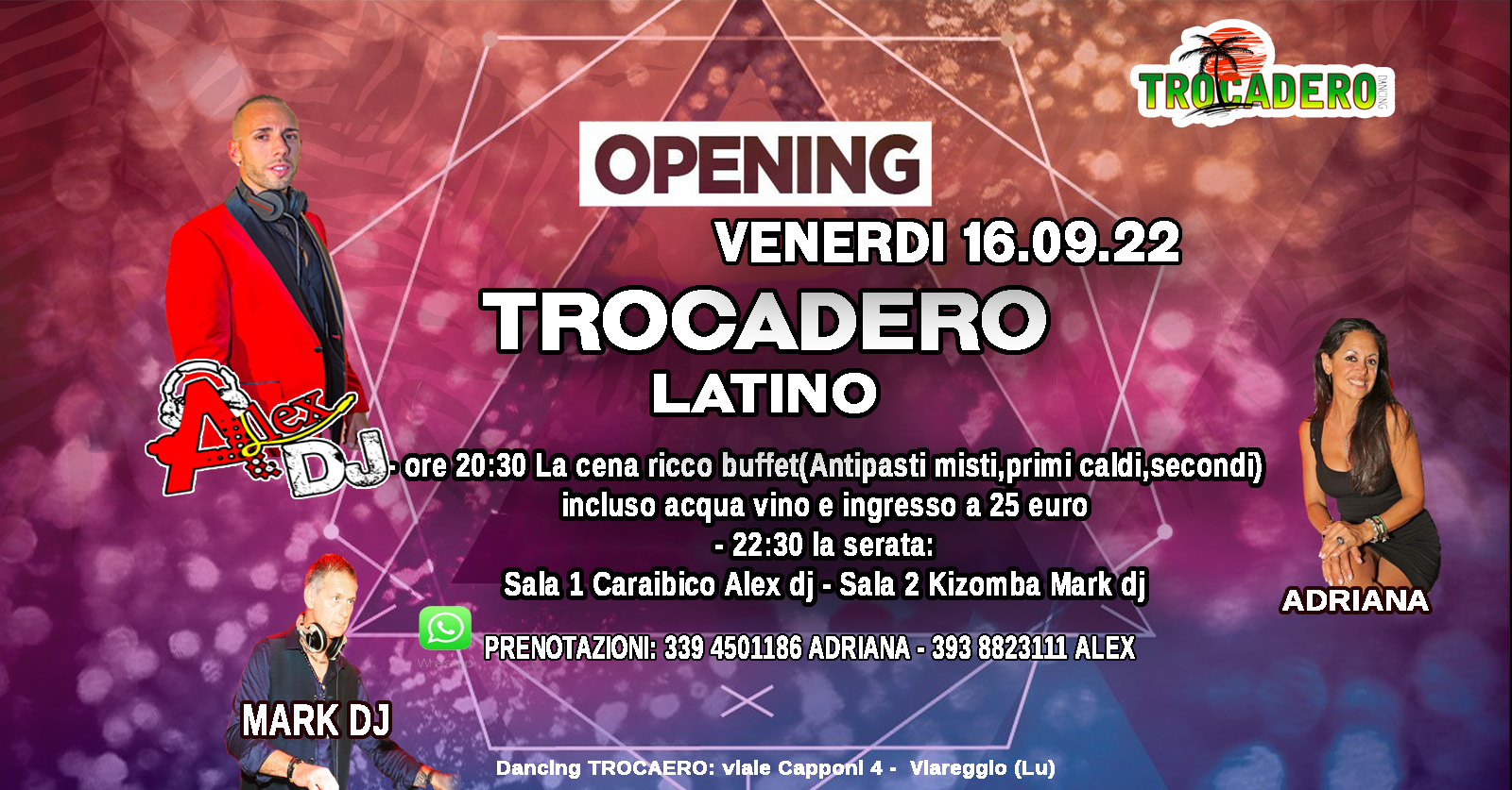 TOCADERO Inaugurazione stagione invernale.. Ven 16 Sett