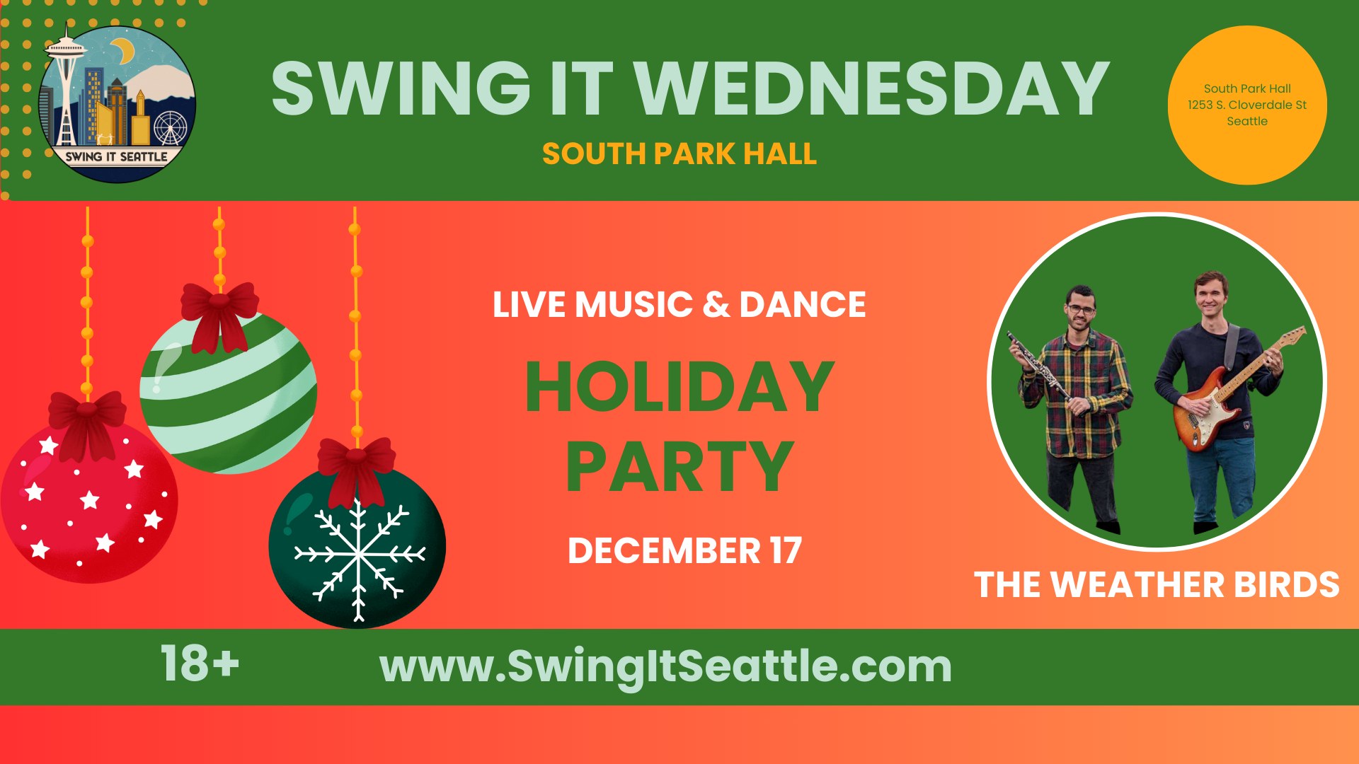 Swing It Wednesday - Annual Holiday Party w The Weather Birds