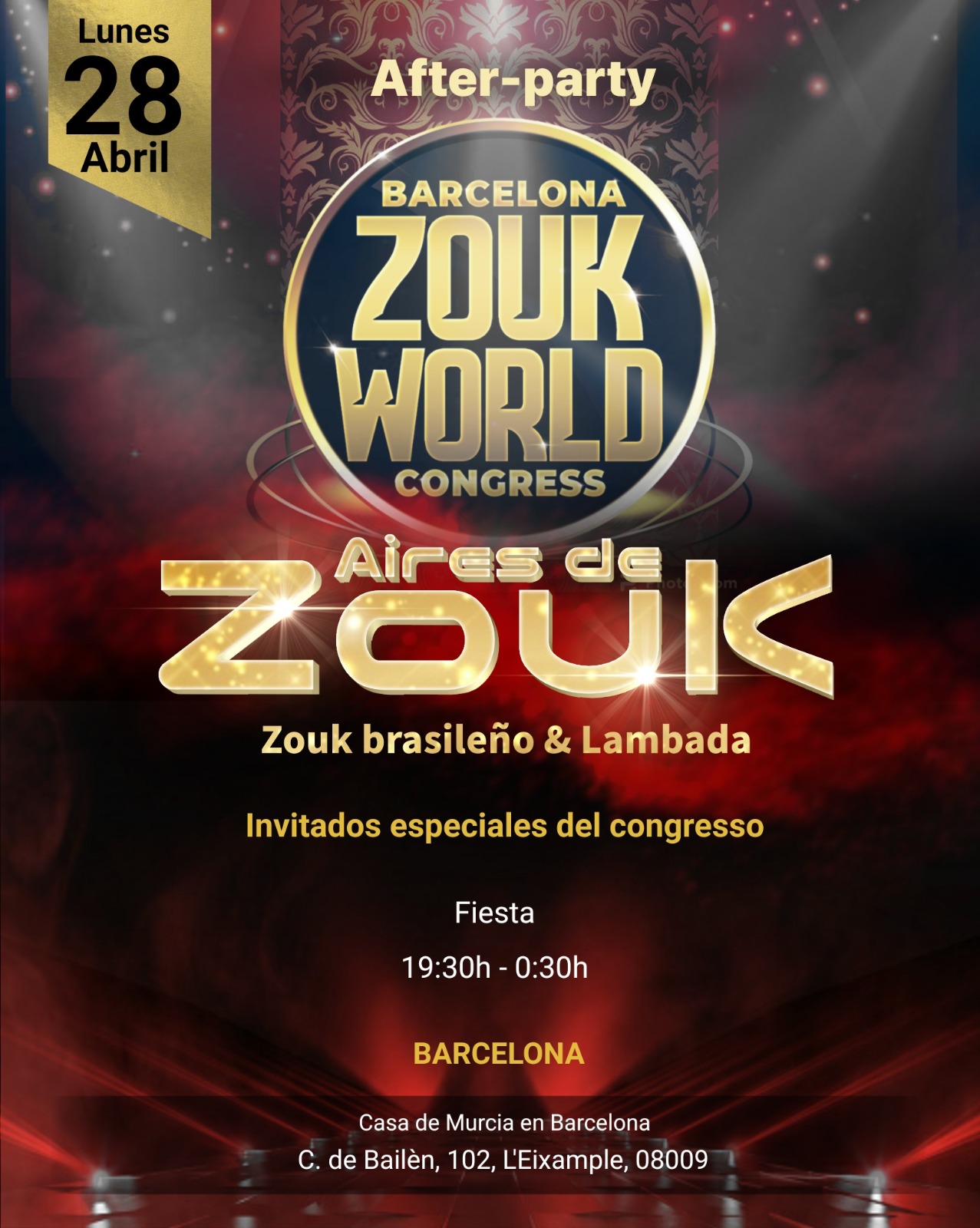 LUNES 28 Abril - ZOUK WORLD After-Party en AIRES de ZOUK