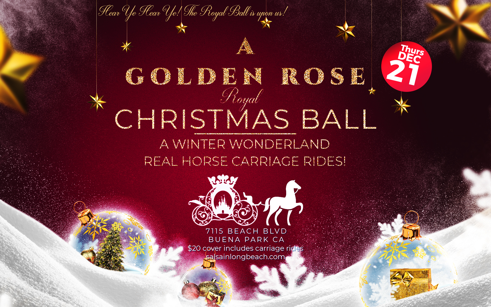 ROYAL CHRISTMAS BALL Golden Rose