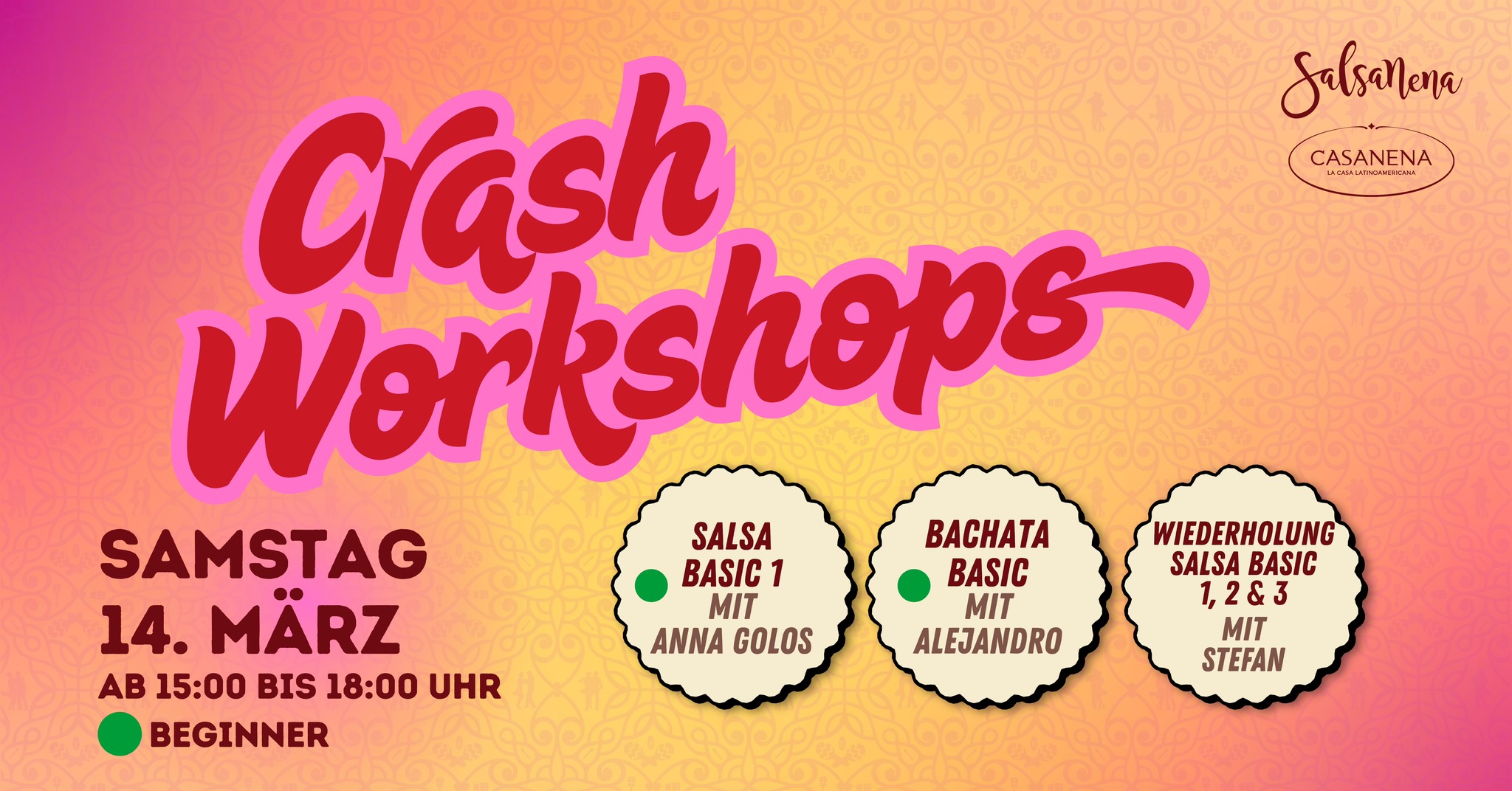 SAMSTAG CRASH WOKSHOPS💃🥳😎