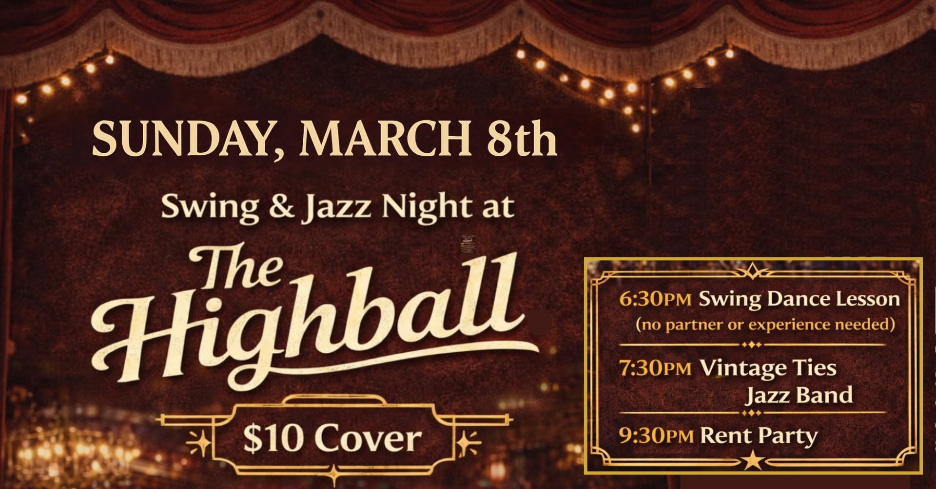 Swinging Double Header at Highball - Vintage Ties & Rent Party