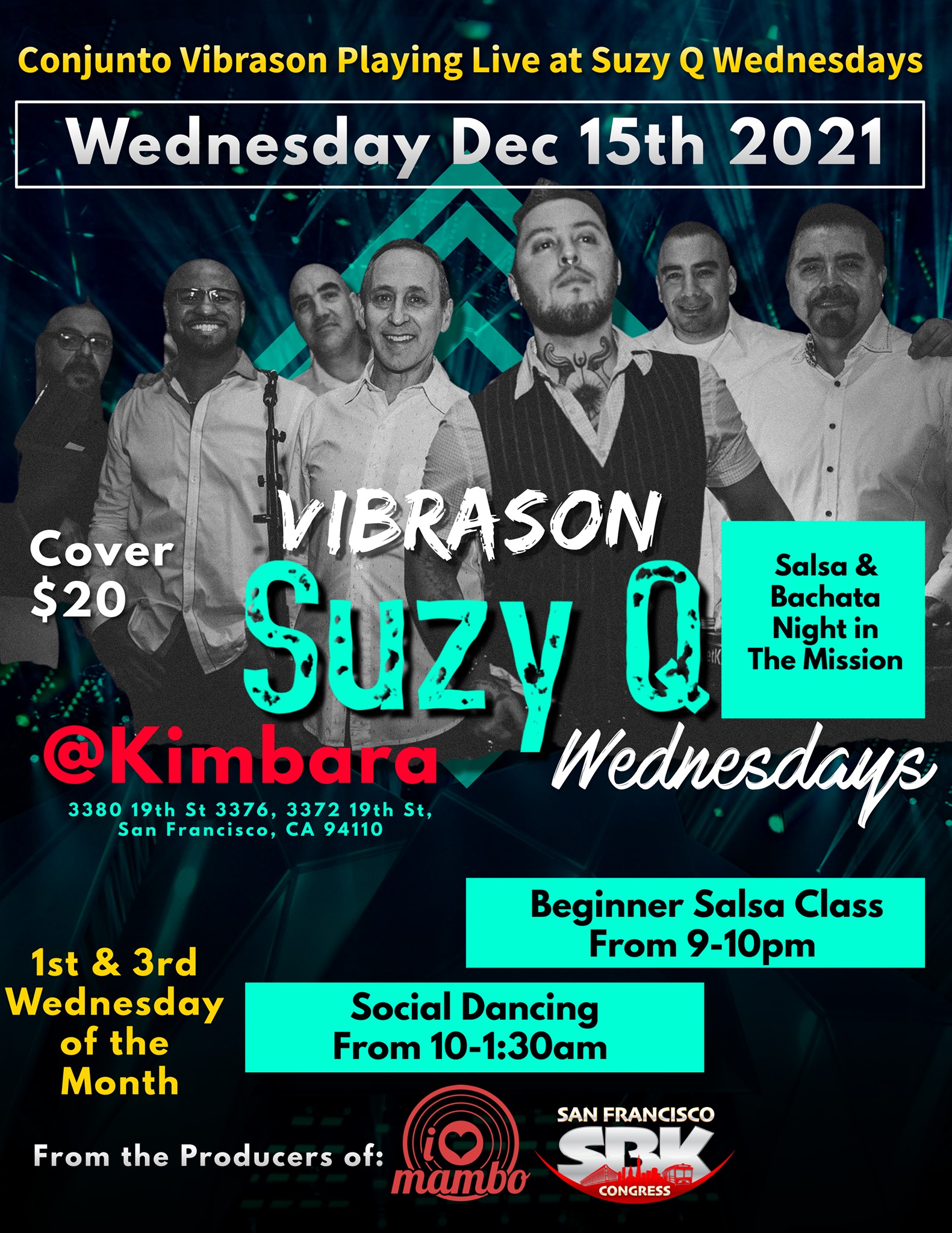 Suzy Q Wednesdays at Kimbara - Live Music by Conjunto Vibrason Wednesday Dec 15th 2021