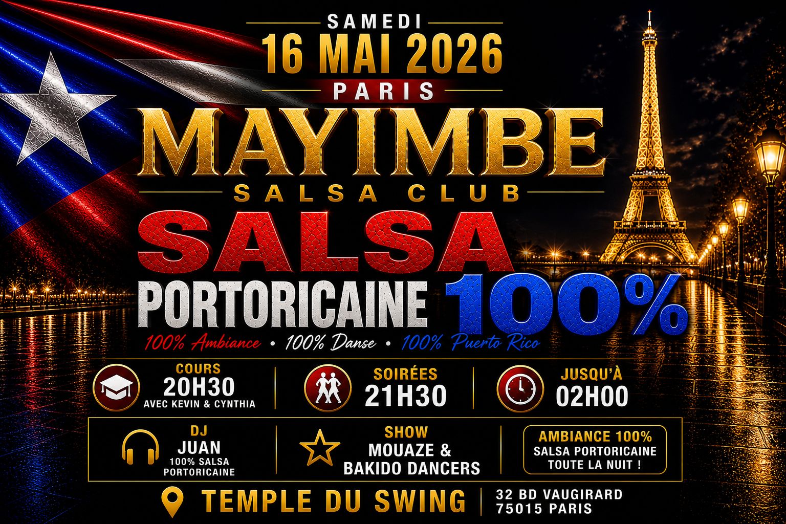 🔥 MAYIMBE SALSA CLUB 🔥 Paris🔥 Sam 16 Mai KEVIN & CYNTHIA DJ JUAN SHOW MOUAZE & BAKIDO TEAM