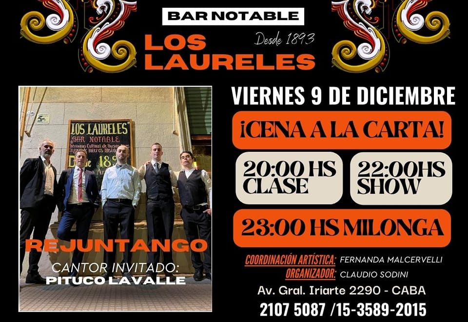 Viernes 9 dic Rejuntango músico invitado Pituco Lavalle
