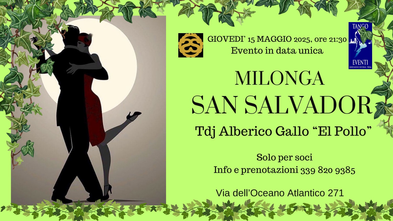 Milonga San Salvador Tdj Alberico Gallo " El Pollo" - serata in data unica -