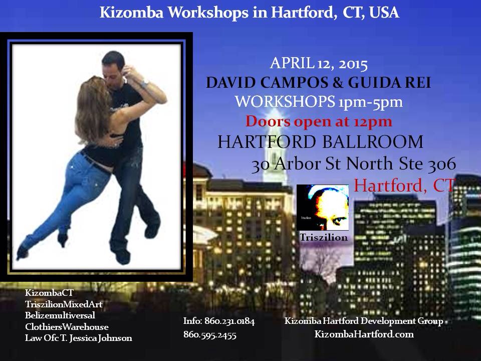 APRIL 12 in HARTFORD KIZOMBA SEMBA WORKSHOPS WITH MASTERS DAVID CAMPOS AND GUIDA REI
