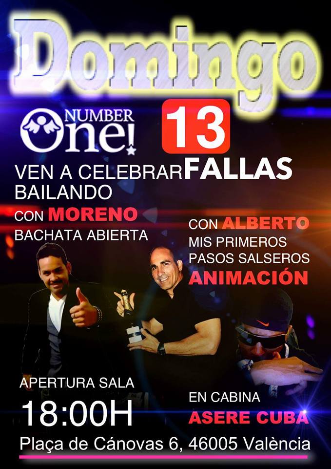 18H BACHATA ABIERTA DOMINGOS SALSA 19:00H A 20H 4€ EN LISTA