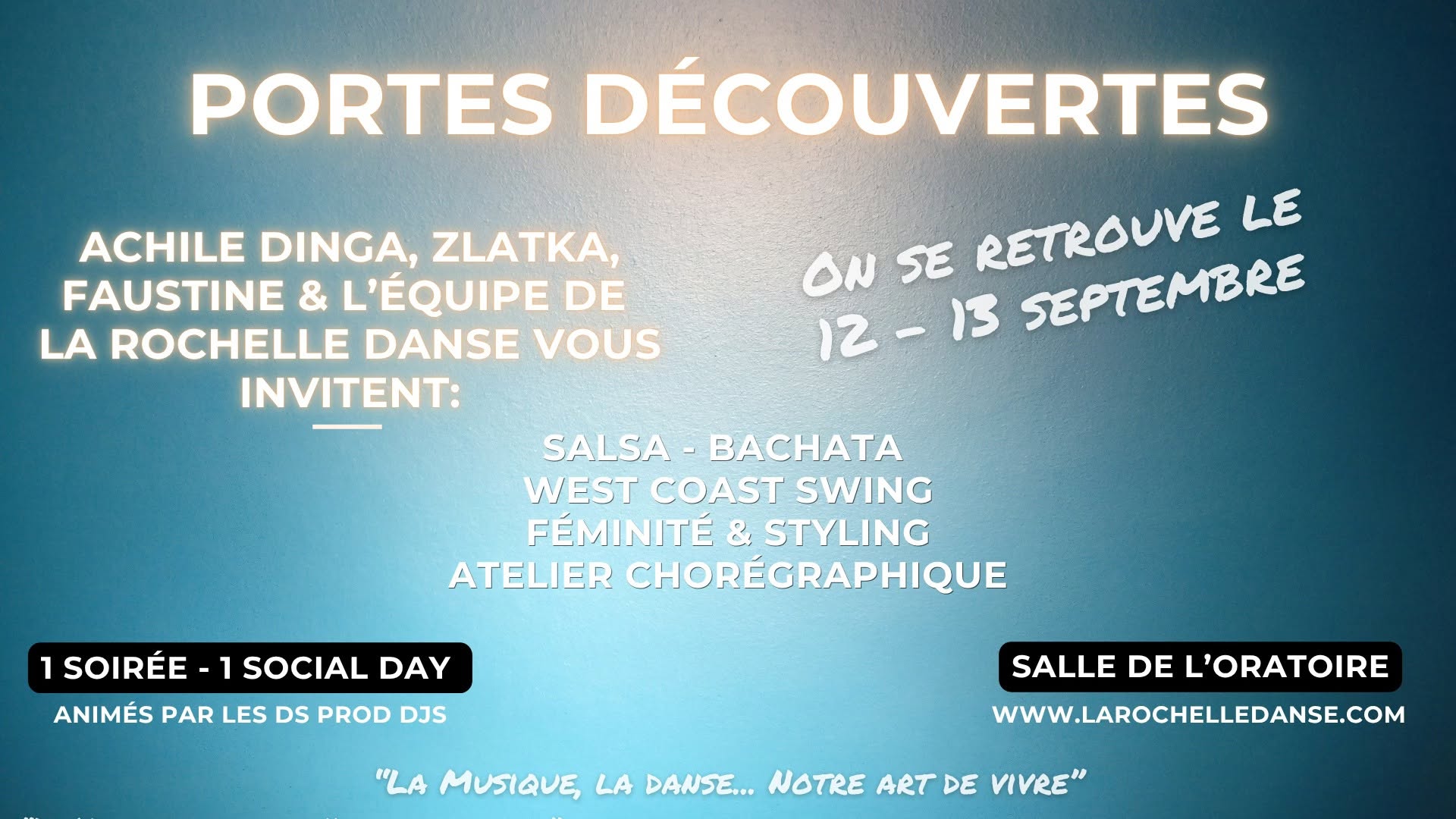 Portes Découvertes Danse à La Rochelle Salsa, Bachata & West Coast Swing 12 & 13 septembre ⭐