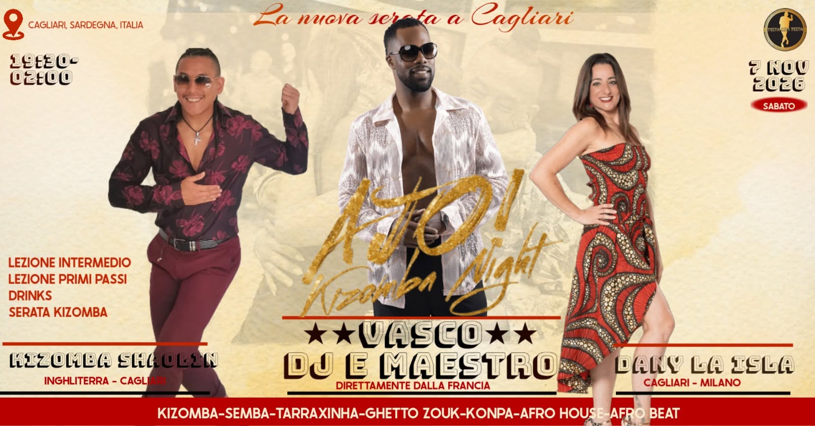 Ajó!KizombaNight★Dj e Maestro Vasco-Francia★KizombaShaolin★Dany★Cagliari★Sabato7Novembre