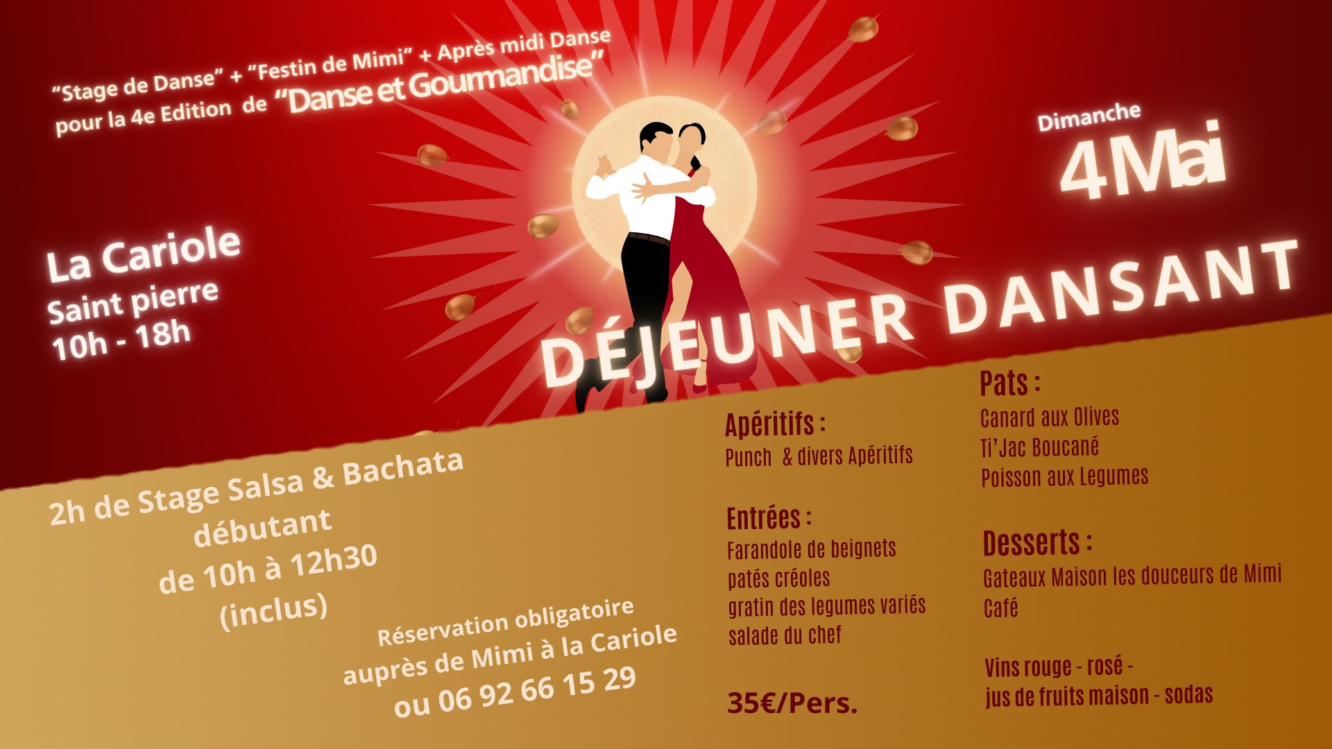 Déjeuner Dansant La Cariole Dimanche 4 Mai - Danse et Gourmandise 4é Edition