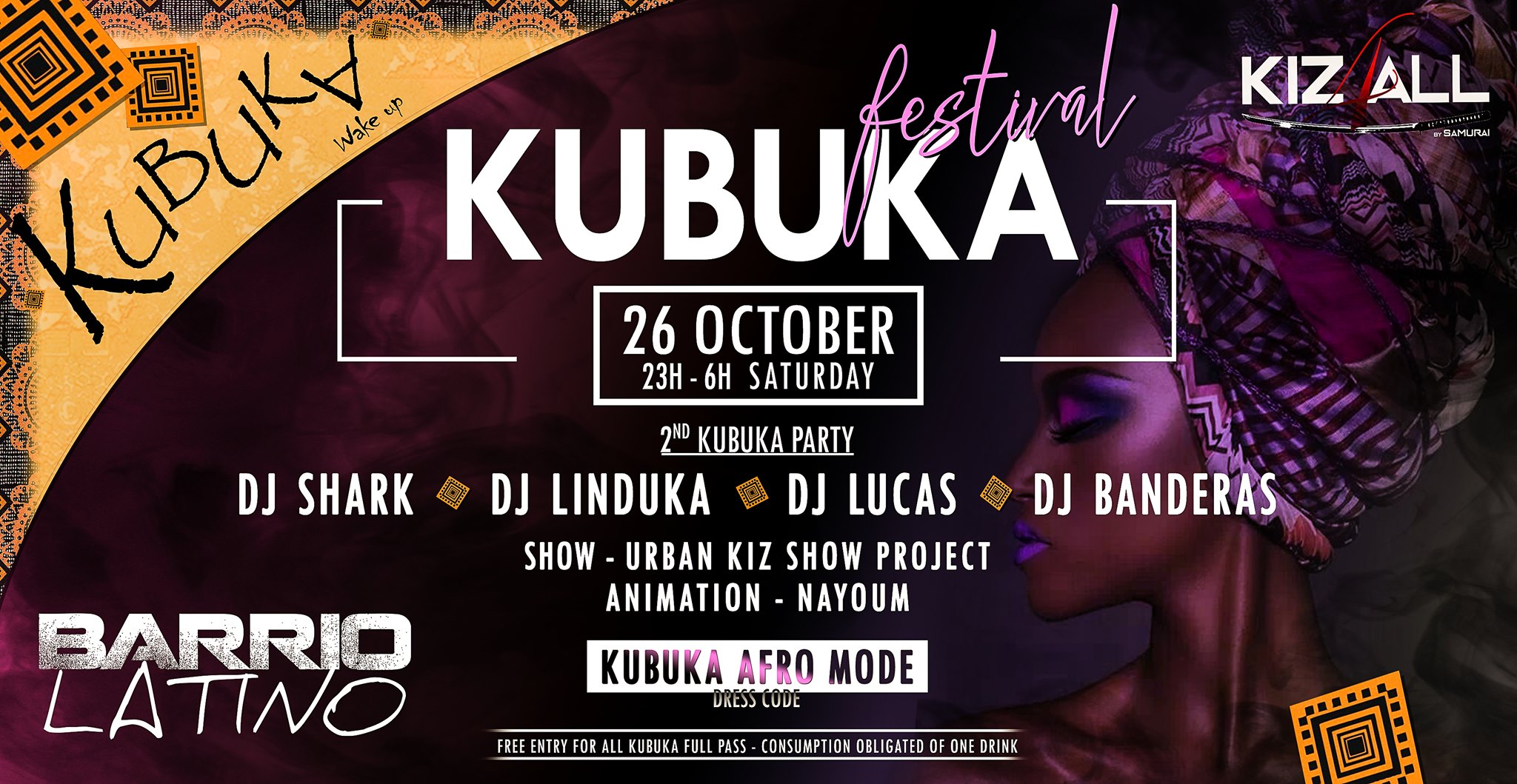 Kizomba Kubuka Festival - Sábado 26 Outubro no Barrio Latino
