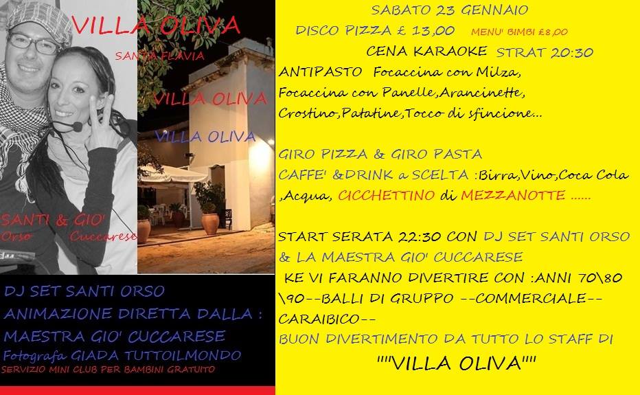 Sabato Sera a """" Villa Oliva """""