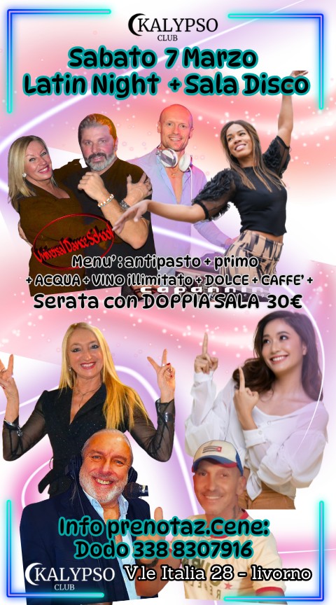 SABATO 7 Marzo - Kalypso Latin & Disco Night