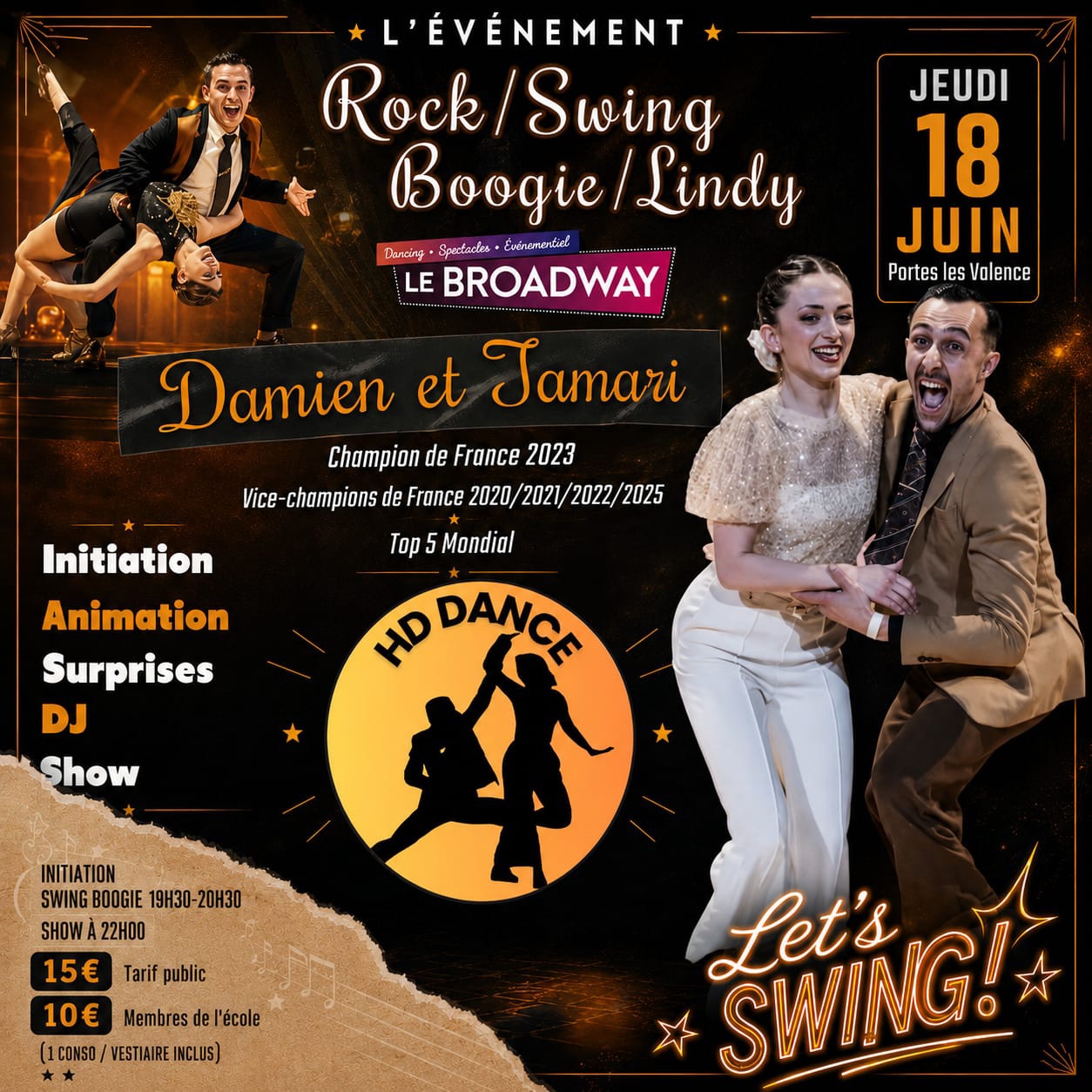 Grande Soirée Swing Rock Boogie au Broawday à Portes Les Valence