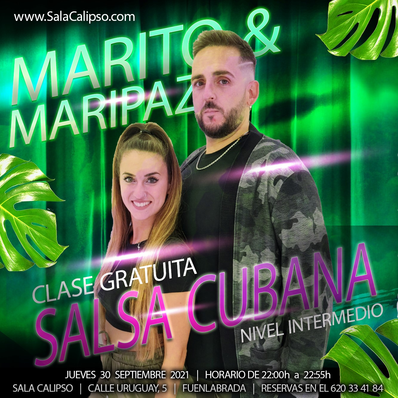 CLASE GRATUITA Salsa Cubana con MARITO & MARIPAZ en Sala Calipso Jueves 30 Sept 2021 de 22h a 23h