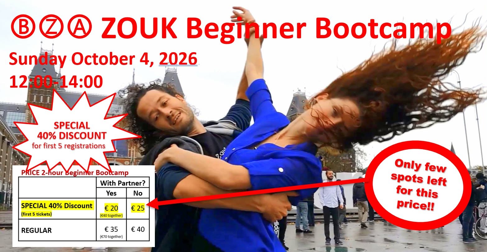 ⒷⓏⒶ 2h ZOUK Beginner Bootcamp, 12-14h, Gert & Eva