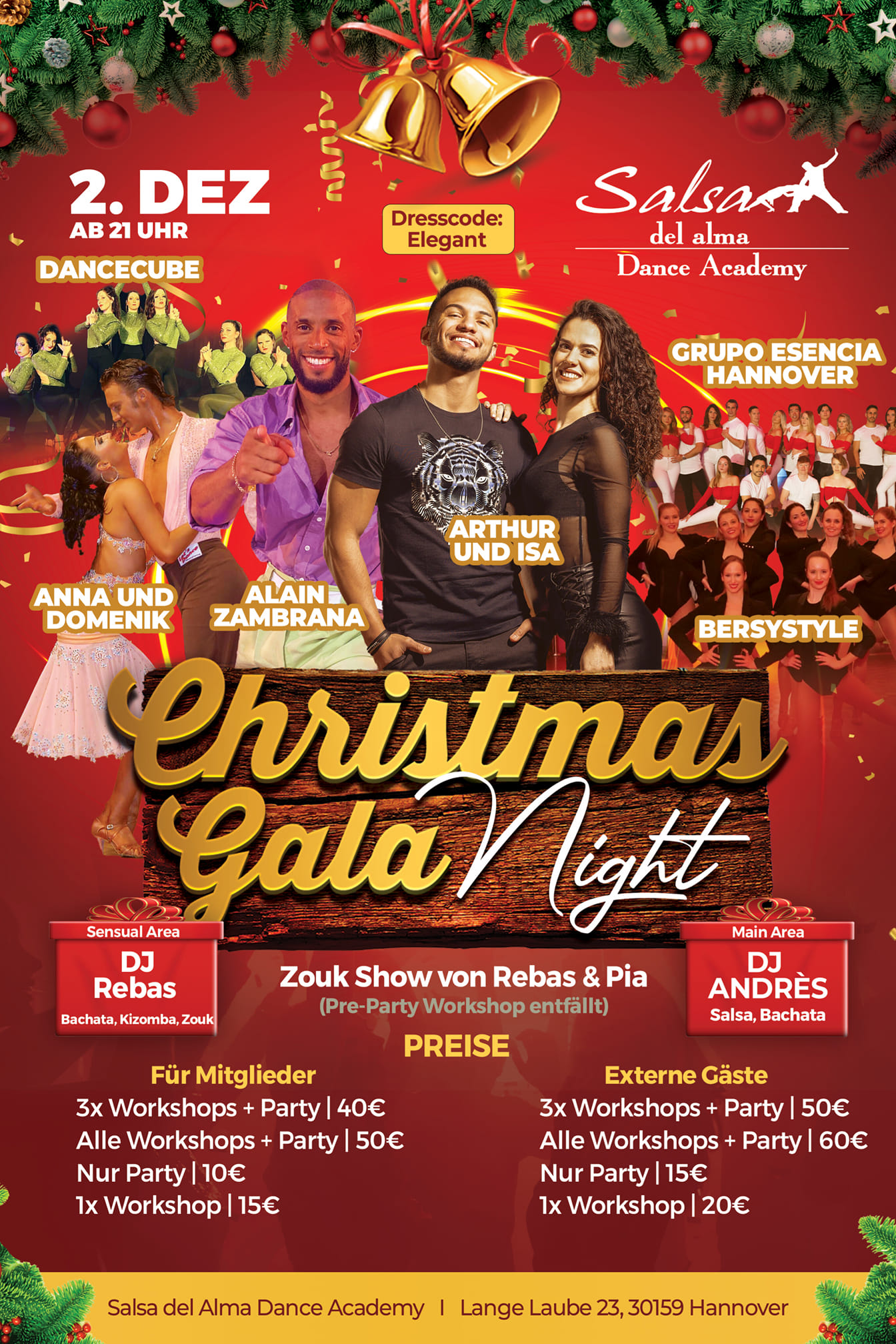 Feierliche Christmas-Gala-Night mit Workshop-Day, 6 Showacts und Zouk-Pre-Party Workshop🎄🔥💃🏼