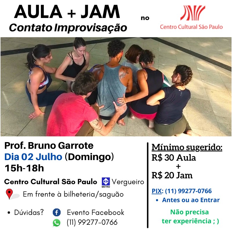 Aula + Jam de Contato Improvisação - Prof. Bruno Garrote