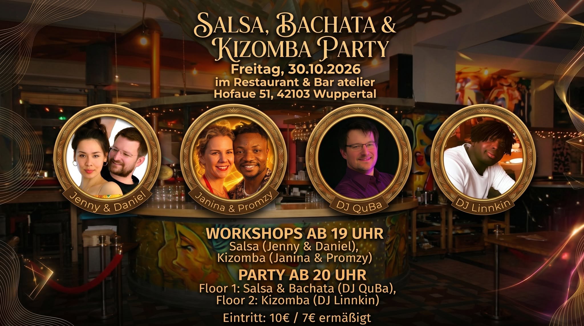 Salsa, Bachata & Kizomba auf zwei Tanzflächen im Atelier in Wuppertal!!