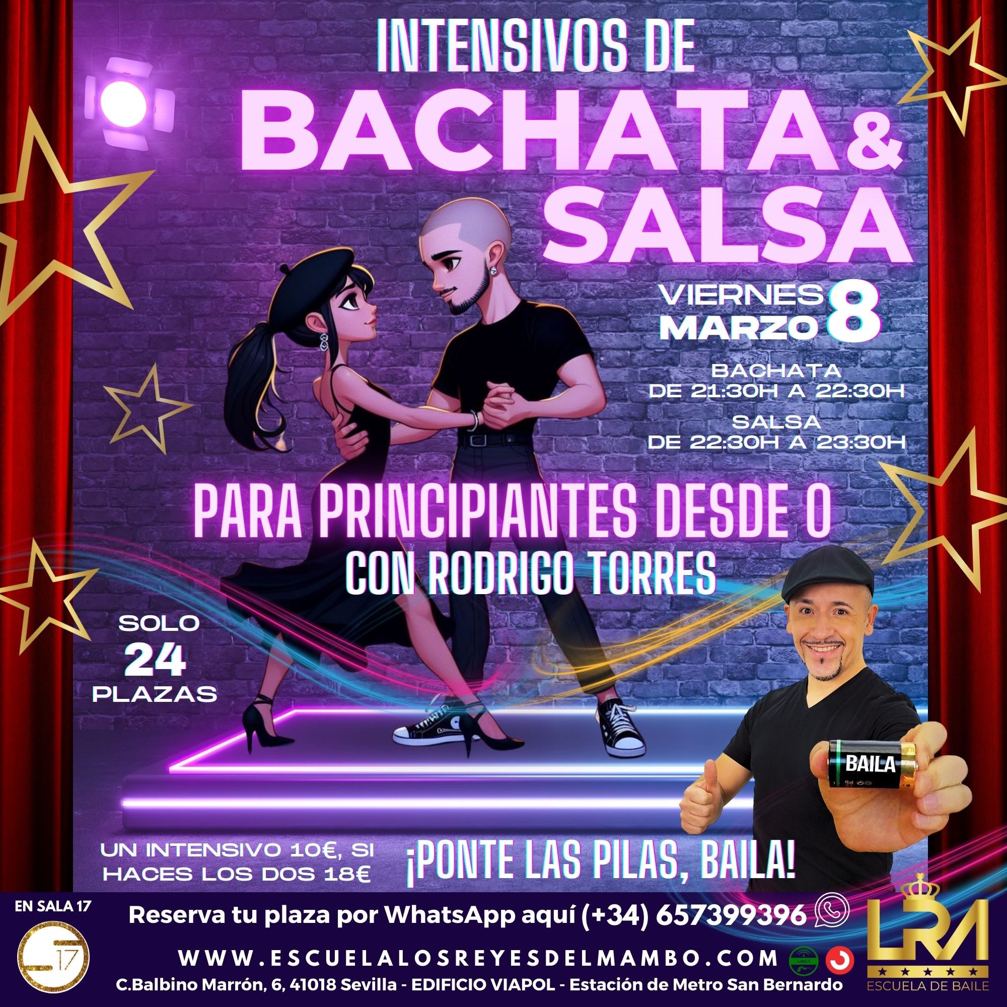 INTENSIVOS DE BACHATA Y SALSA PARA PRINCIPIANTES DESDE 0 CON EL MAESTRO RODRIGO TORRES
