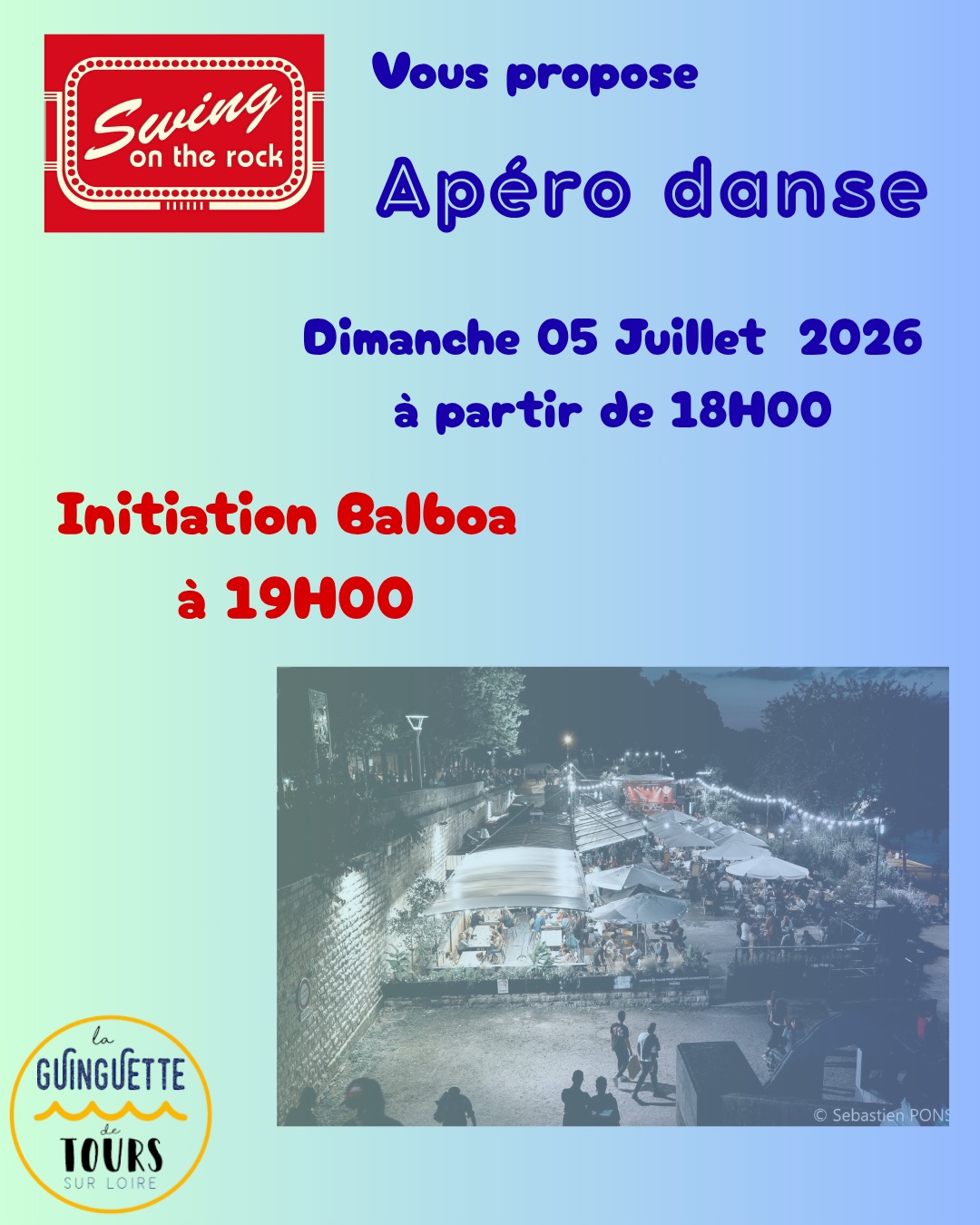 Danse apéro à la guinguette de Tours avec initiation balboa