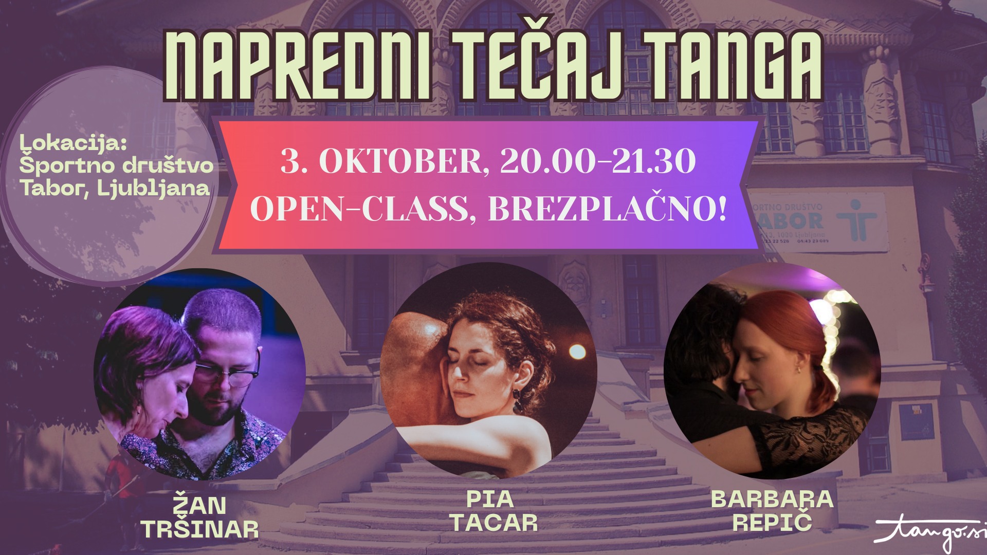 Napredni tečaj tanga, brezplačna prva ura - 3. oktobra