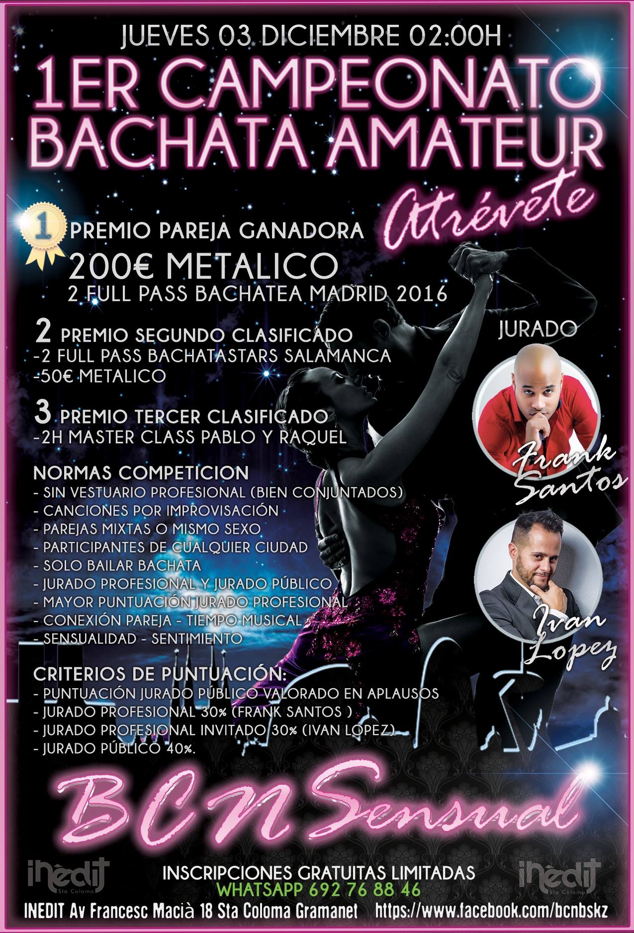 Jueves 3 de Diciembre noche de Bachata y Campeonato Bachata Amateur Jueves 3 de Diciembre