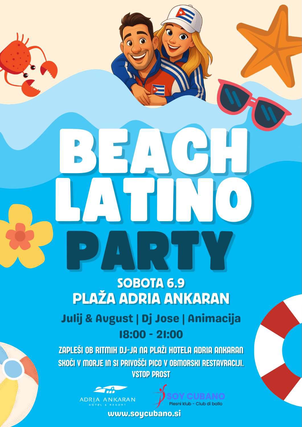 Kubanska zabava z DJ-jem in animacijo Camping Adria Ankaran