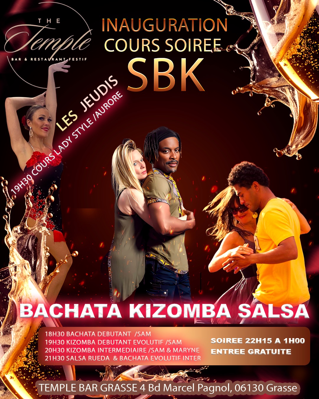 Cours et soirée SBK au Temple a Grasse