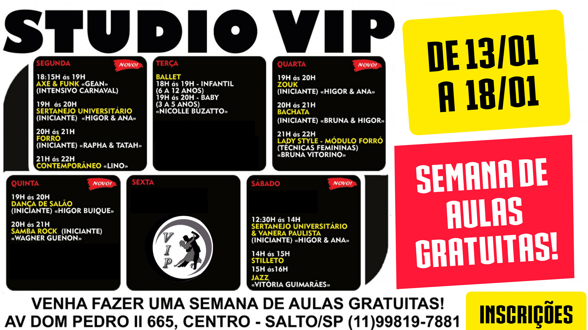 SEMANA DE AULAS GRATUITAS!!!