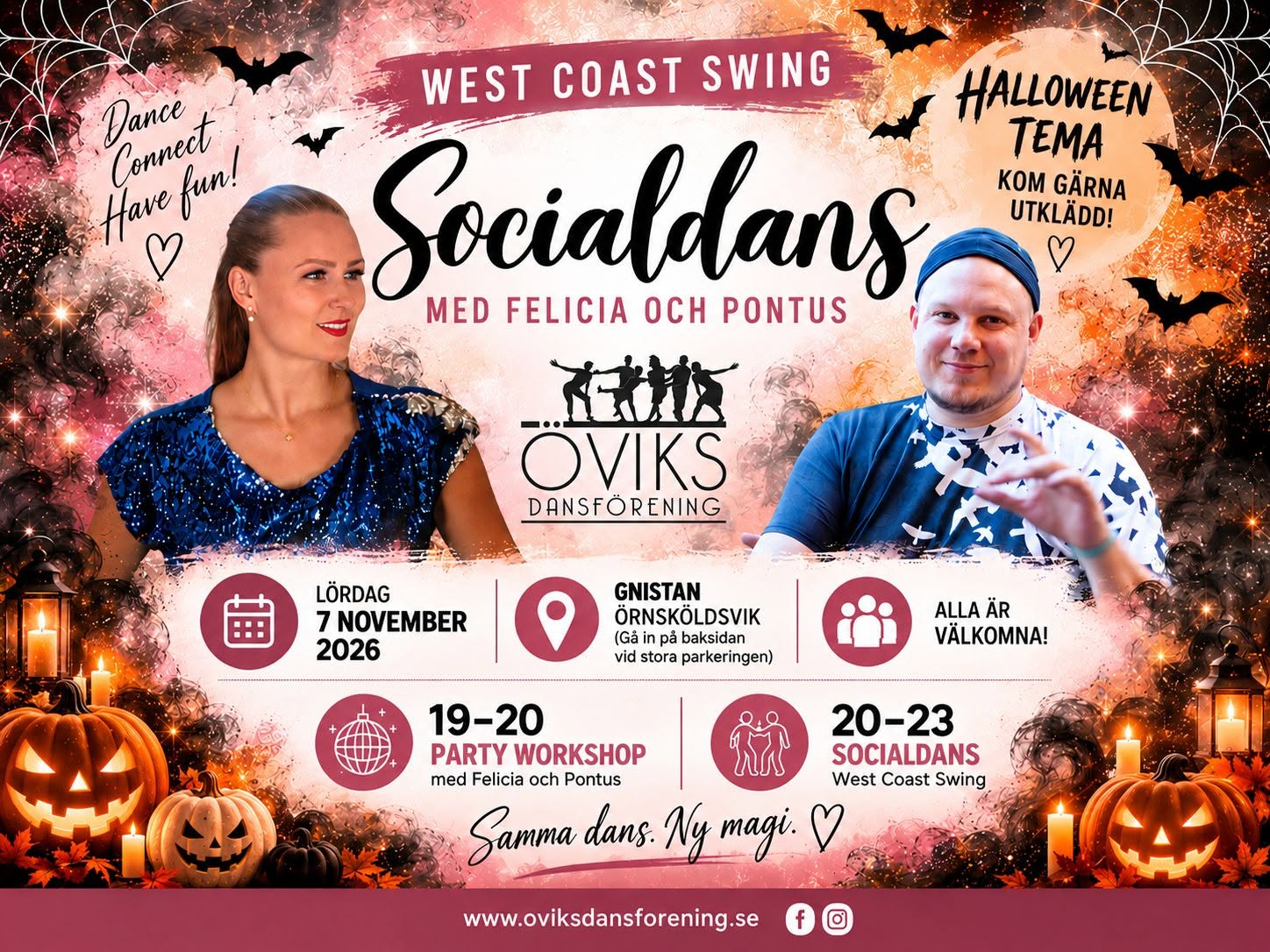 Socialdans WCS 7 November - Partyworkshop med Pontus och Felicia
