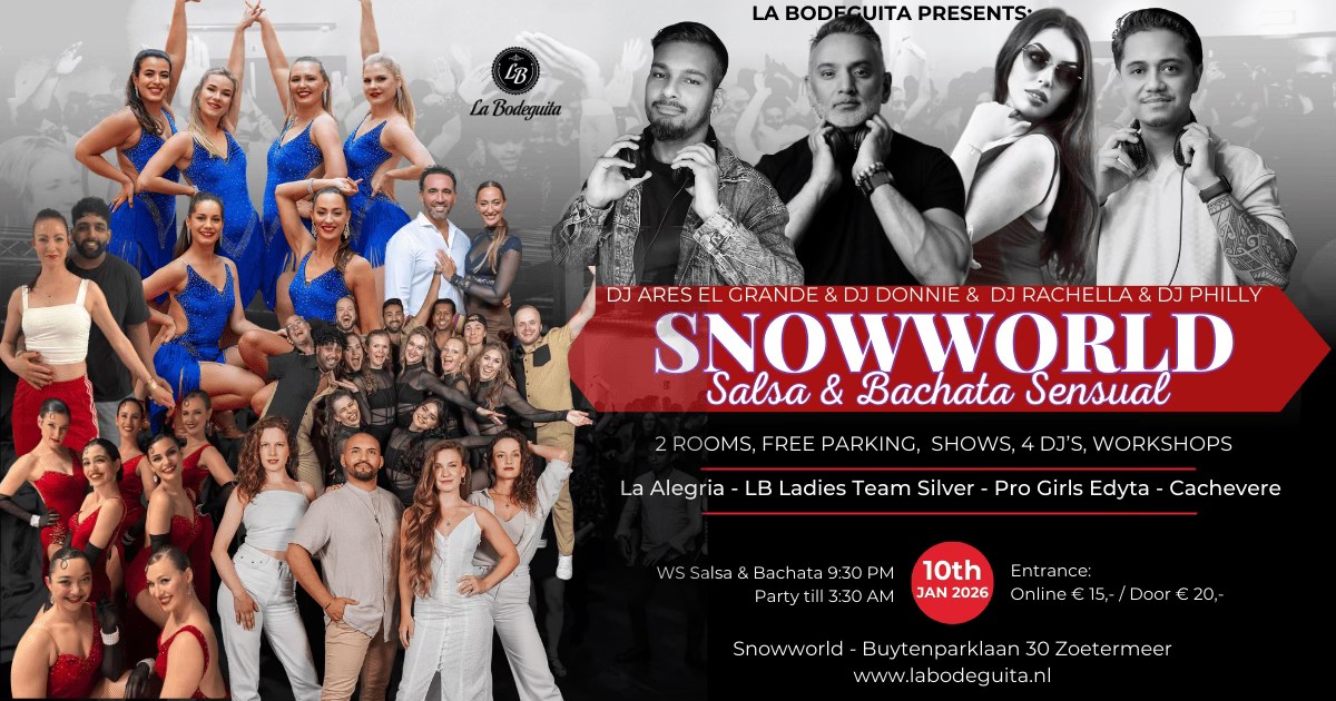 Saturday, 10 January, Salsa & Bachata Sensual Night at SnowWorld Zoetermeer
