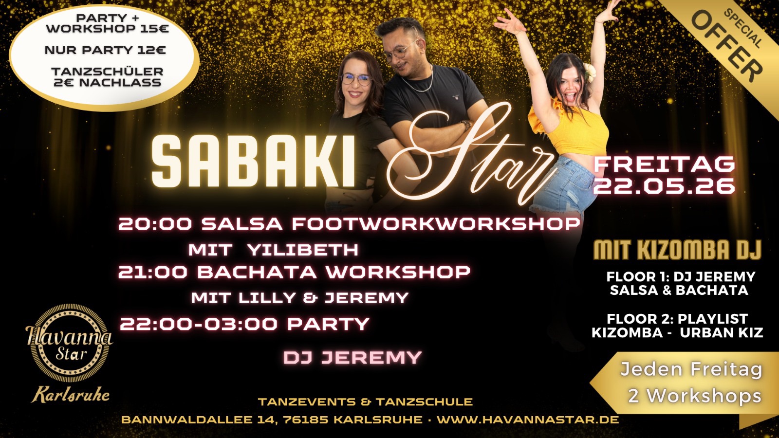 Latinparty mit Salsa Footwork & Bachata Workshops - mit Kizombafloor