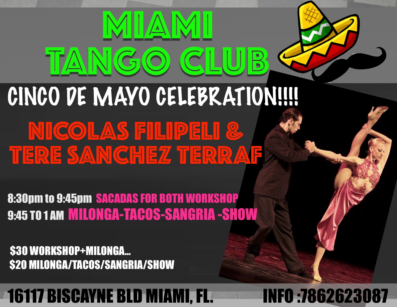 Miami Tango Club milonga 5 de mayo celebration Nico & Tere