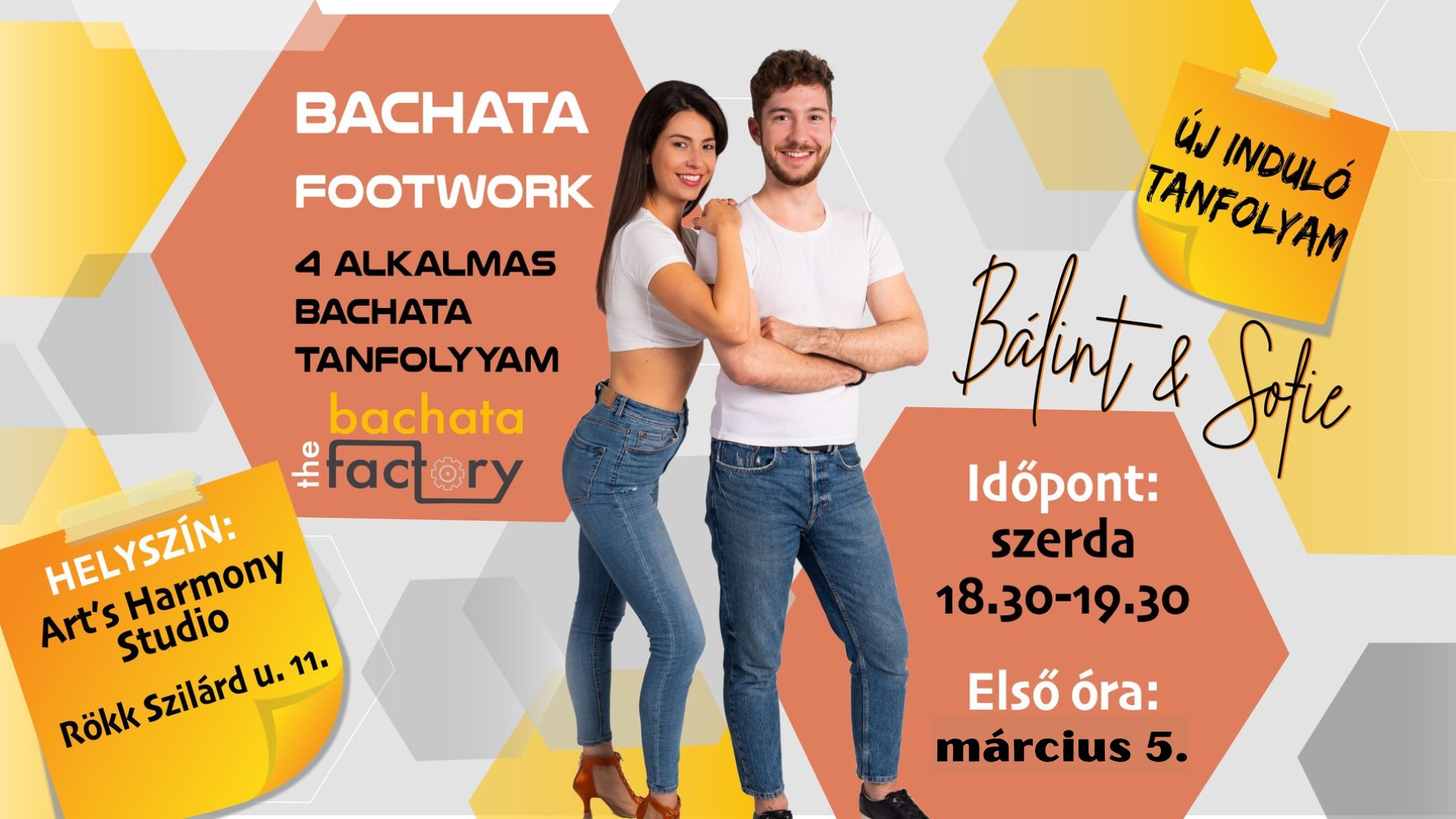 BACHATA FOOTWORK 4 alkalmas tanfolyam Bálint&Sofie Bachata Factory