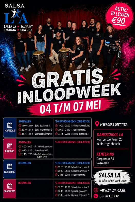 Gratis proeflessen salsa & bachata voor alle niveaus bij Salsa L.A.