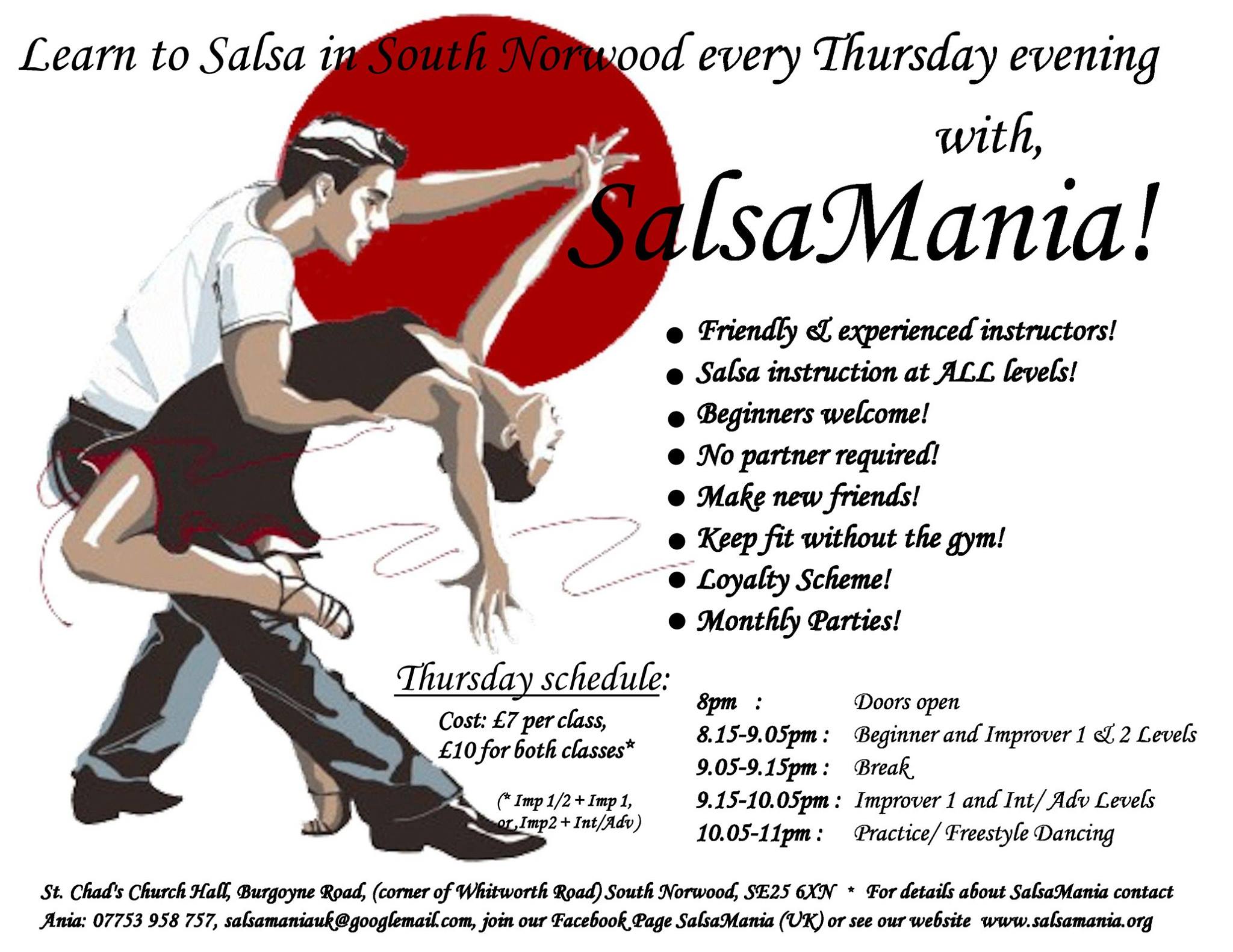 Thursday Salsa Classes with SalsaMania, at all levels!