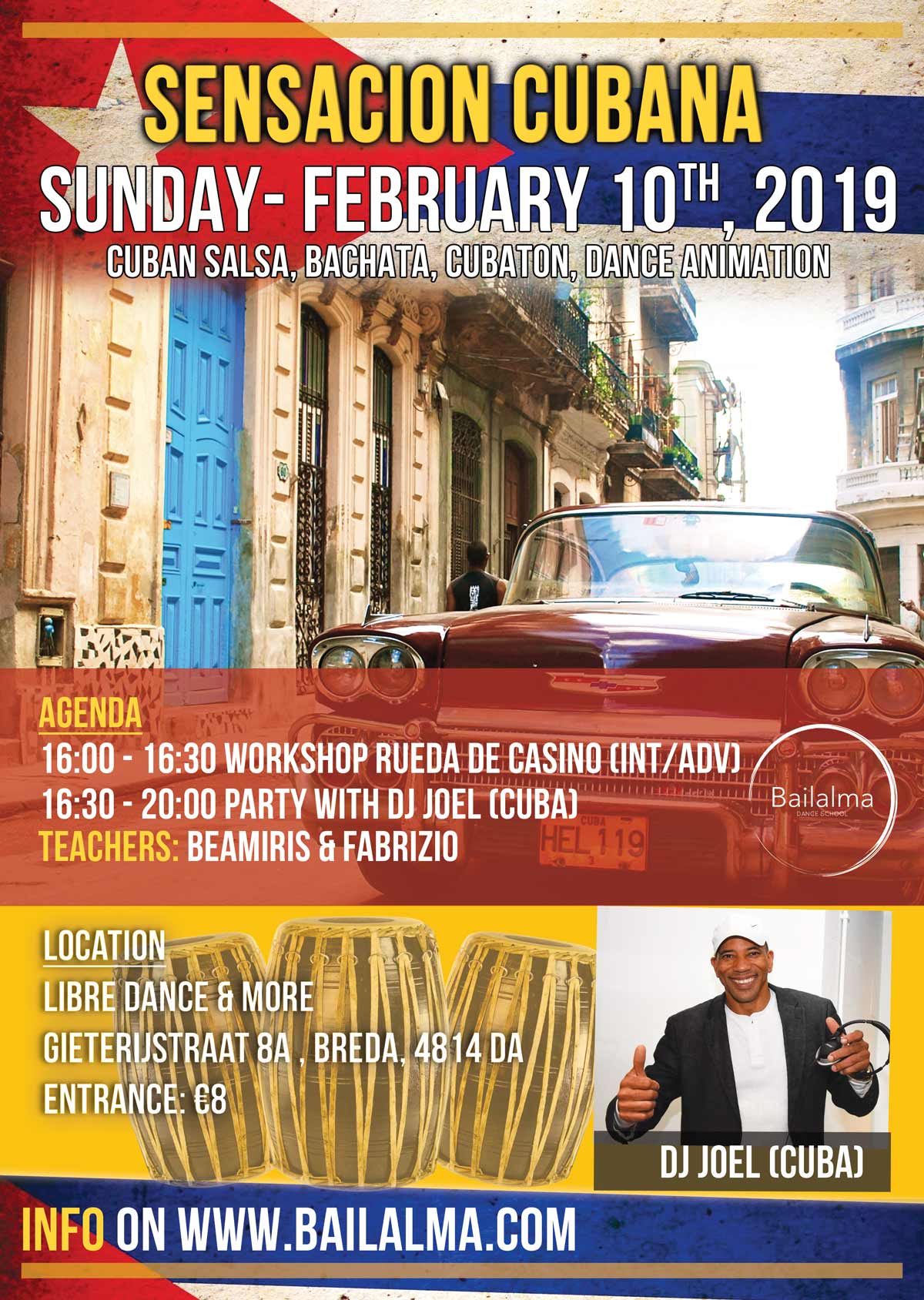 Sensacion Cubana “Cubaanse salsa matinee” 10 februari, 2019