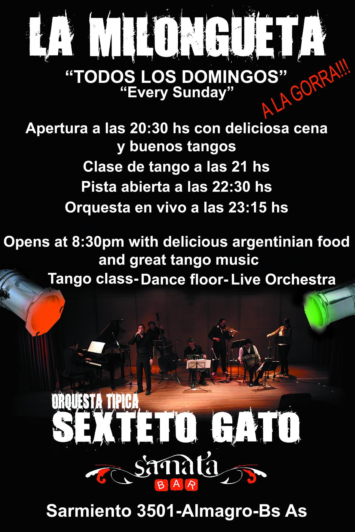 "LA MILONGUETA DEL DOMINGO" CON EL SEXTETO GATO EN VIVO!!